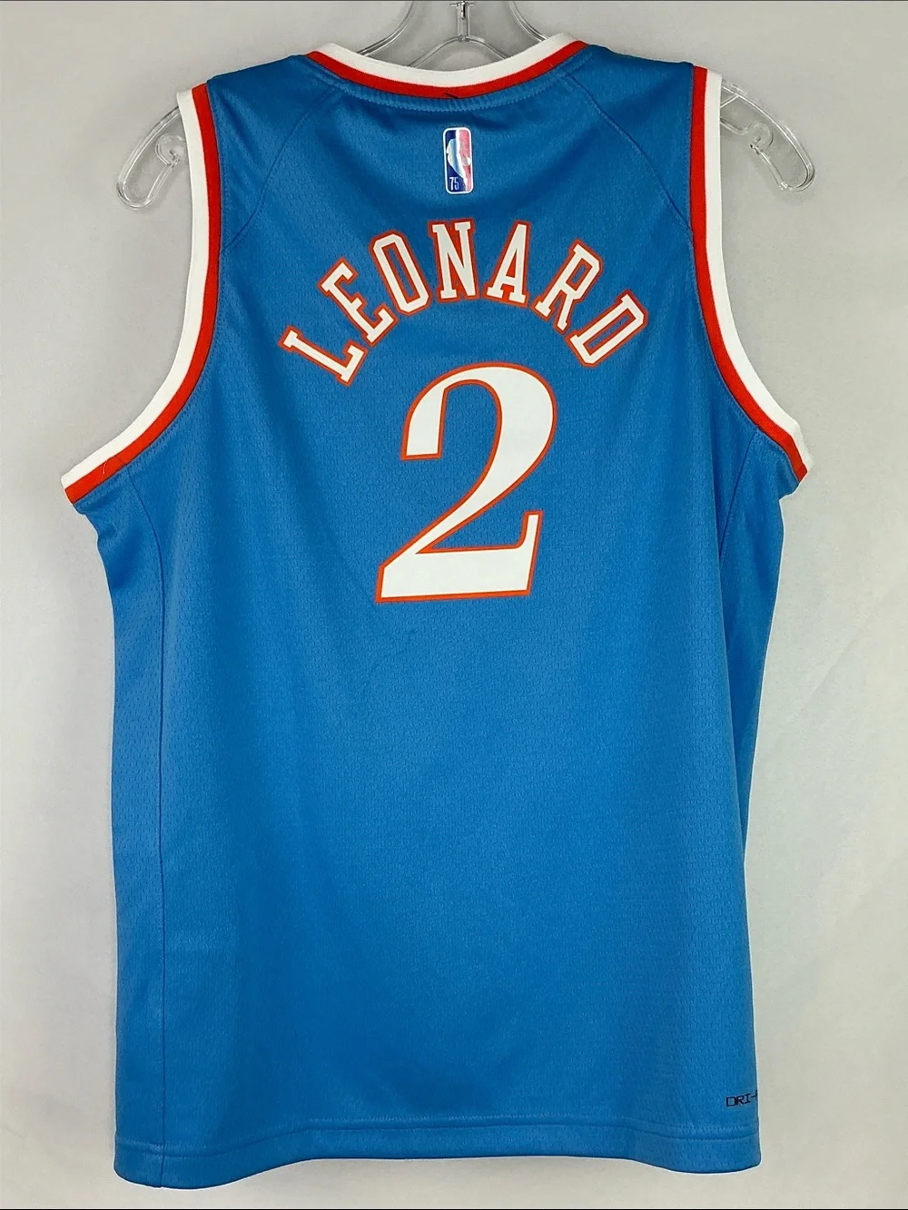 Nike LA Clippers Leonard #2 Basketball Jersey Blue, Orange & White Youth Size L